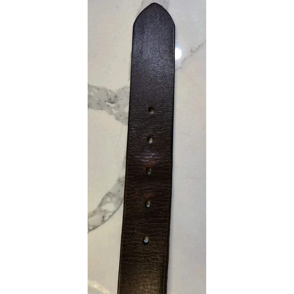 Polo Ralph Lauren Genuine Leather Belt Mens 36 Brown Silver Tone Buckle Pony